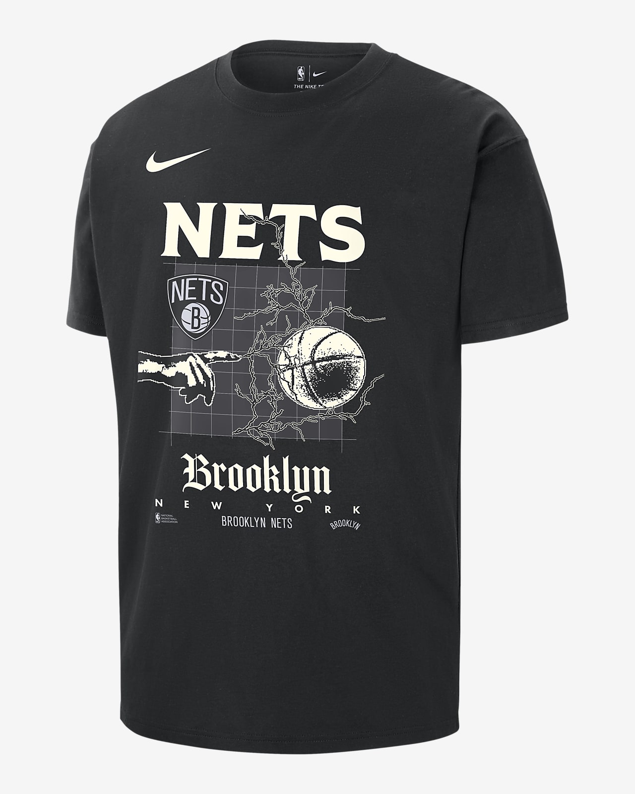 T-shirt NBA Nike Max90 Brooklyn Nets Courtside para homem