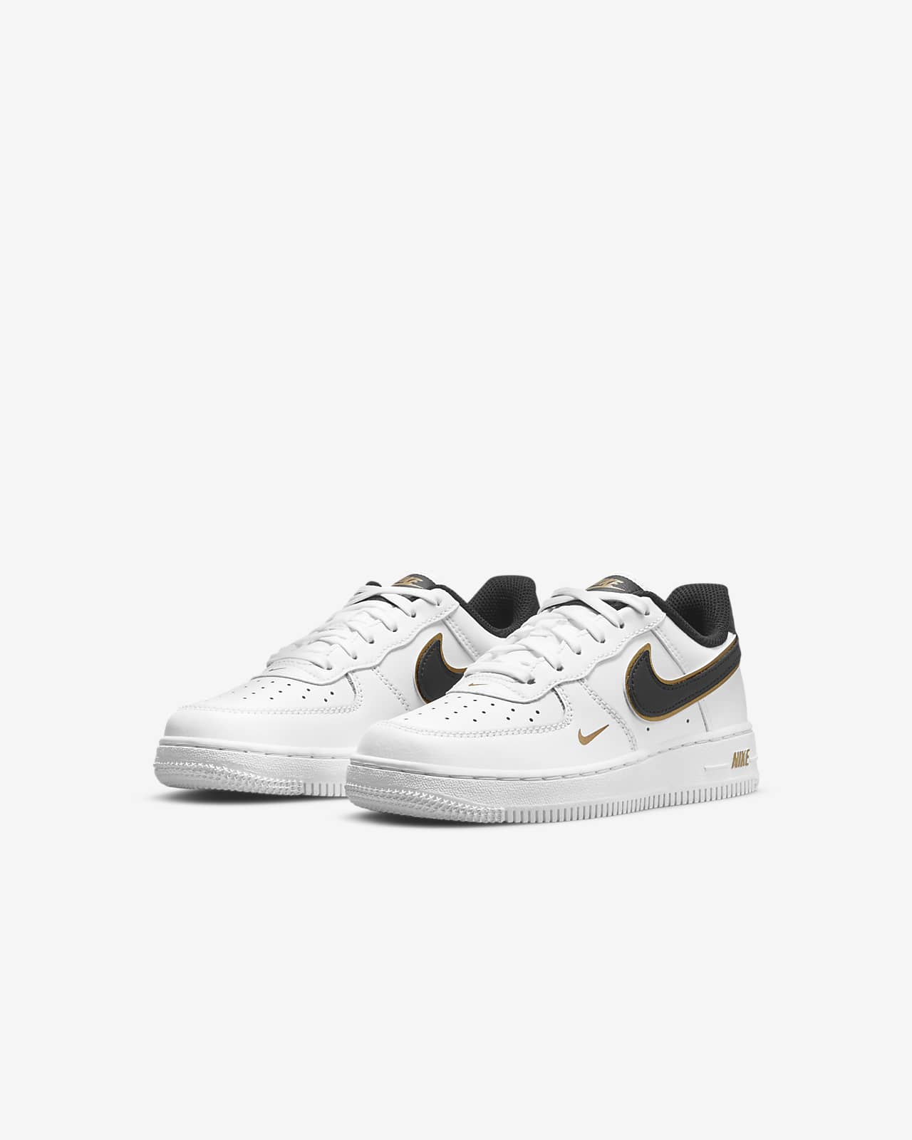 Nike Air Force 1 LV8 DM3386-100 White Black Gold Sneakers Sz 12.5C Toddler  Shoes