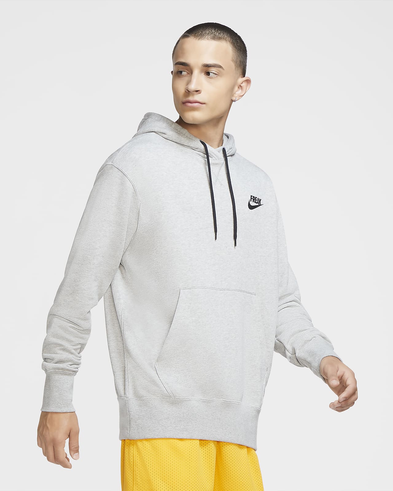 nike pullover hoodie with embroidered logo in grey