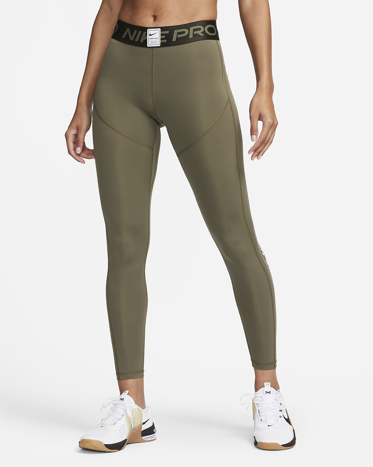 Nike Pro-leggings med grafik og mellemhøj talje til kvinder