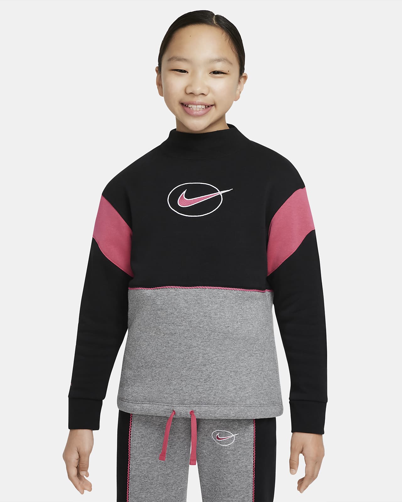 Nike Sportswear Older Kids' (Girls') Fleece Long-Sleeve Mock-Neck Top