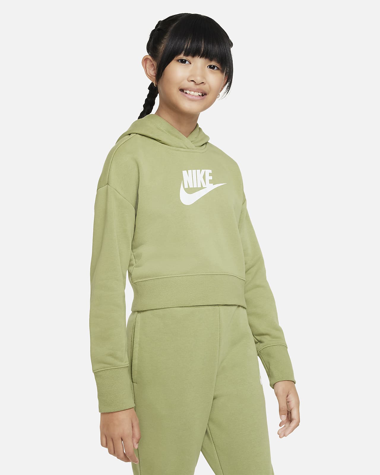 Nike Club Big Kids' (Girls') French Terry Cropped Hoodie. Nike