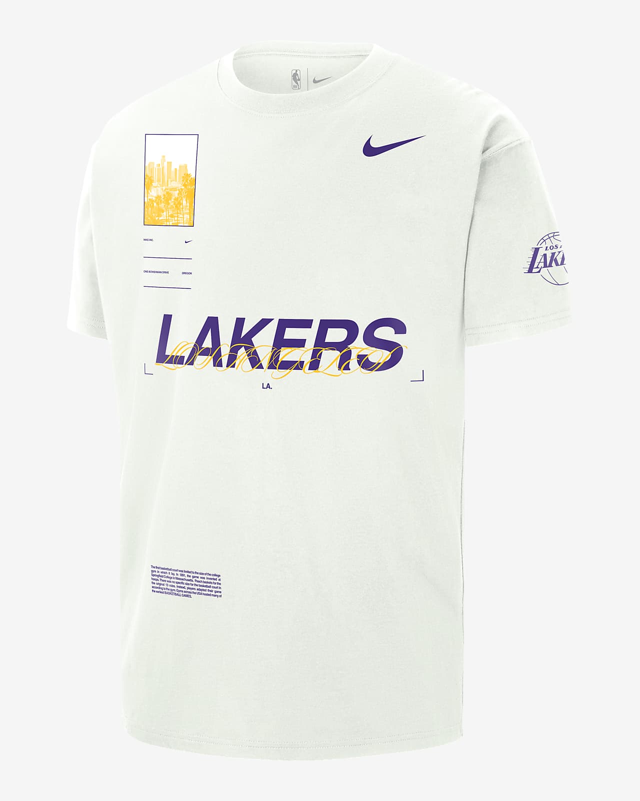 Los Angeles Lakers Nike City Edition Essential Logo T-Shirt Men's 2021 NBA  NEW