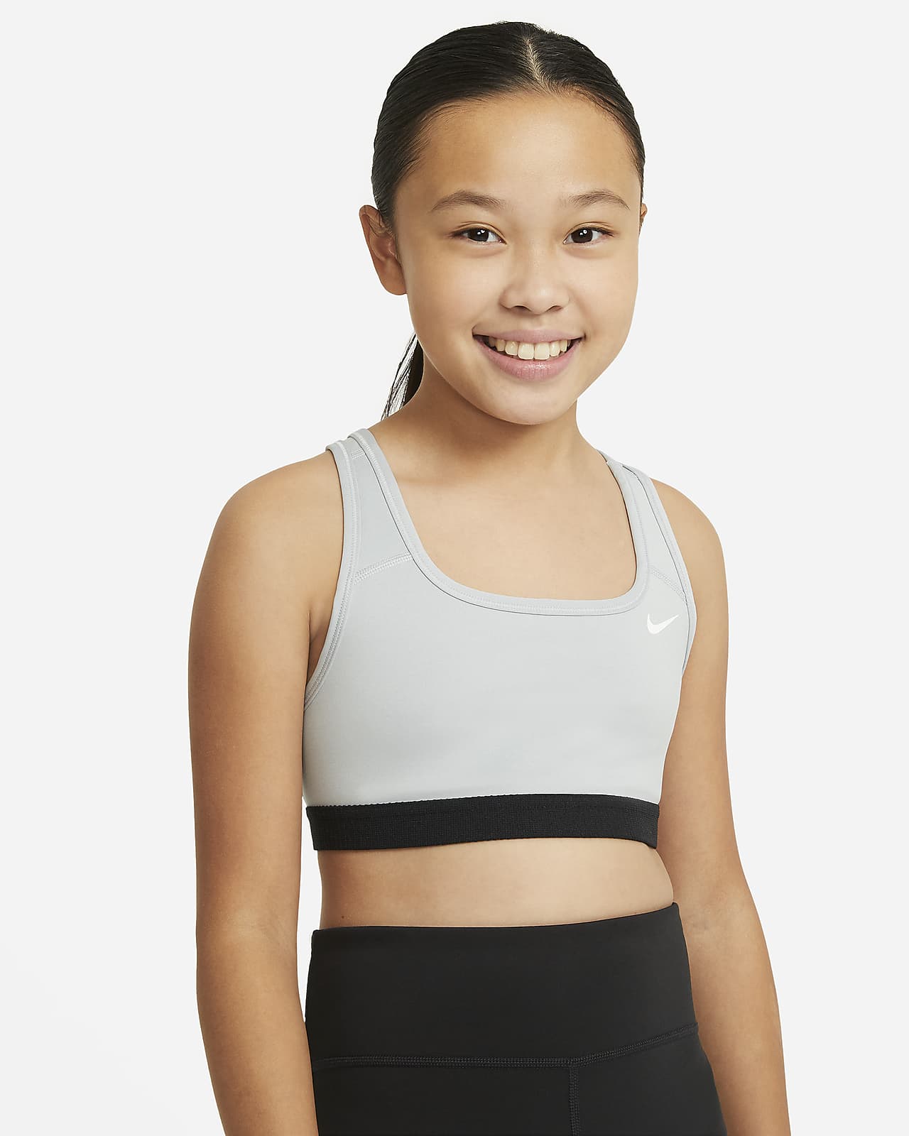 New Nike Swoosh Big Kids' (Girls') Sports Bra Medium, Lime Green
