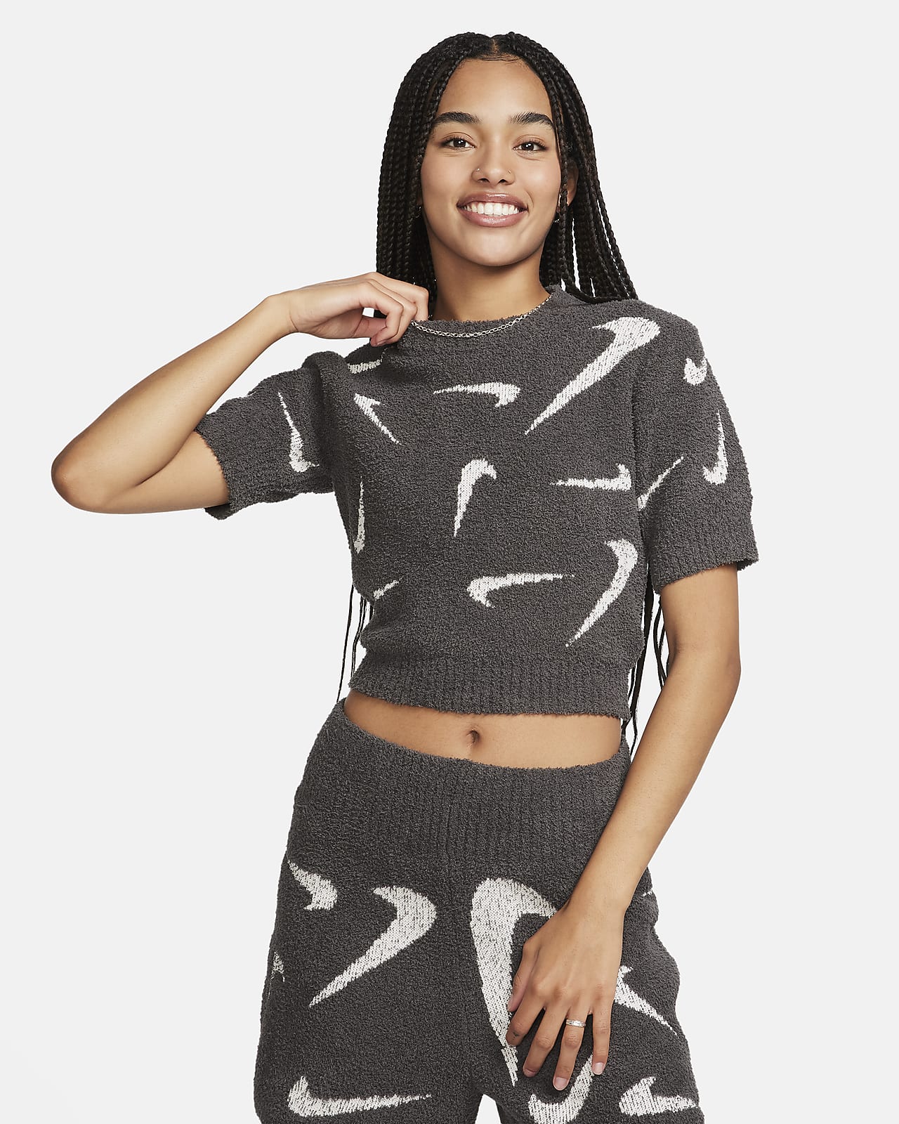 Nike Sportswear Phoenix Cozy Bouclé Women's Slim Short-Sleeve Cropped Knit  Top