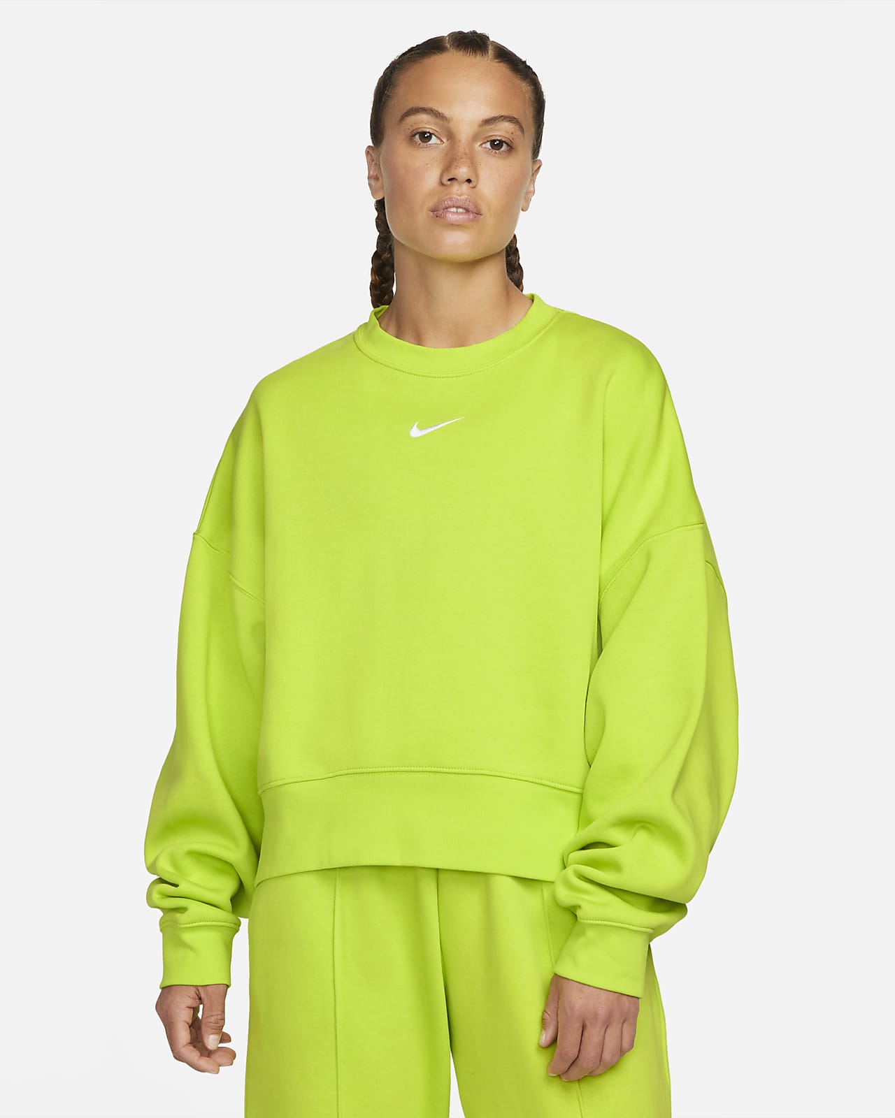 Terraplén reputación Bailarín Sudadera de cuello redondo de tejido Fleece oversized para mujer Nike  Sportswear Collection Essentials. Nike.com