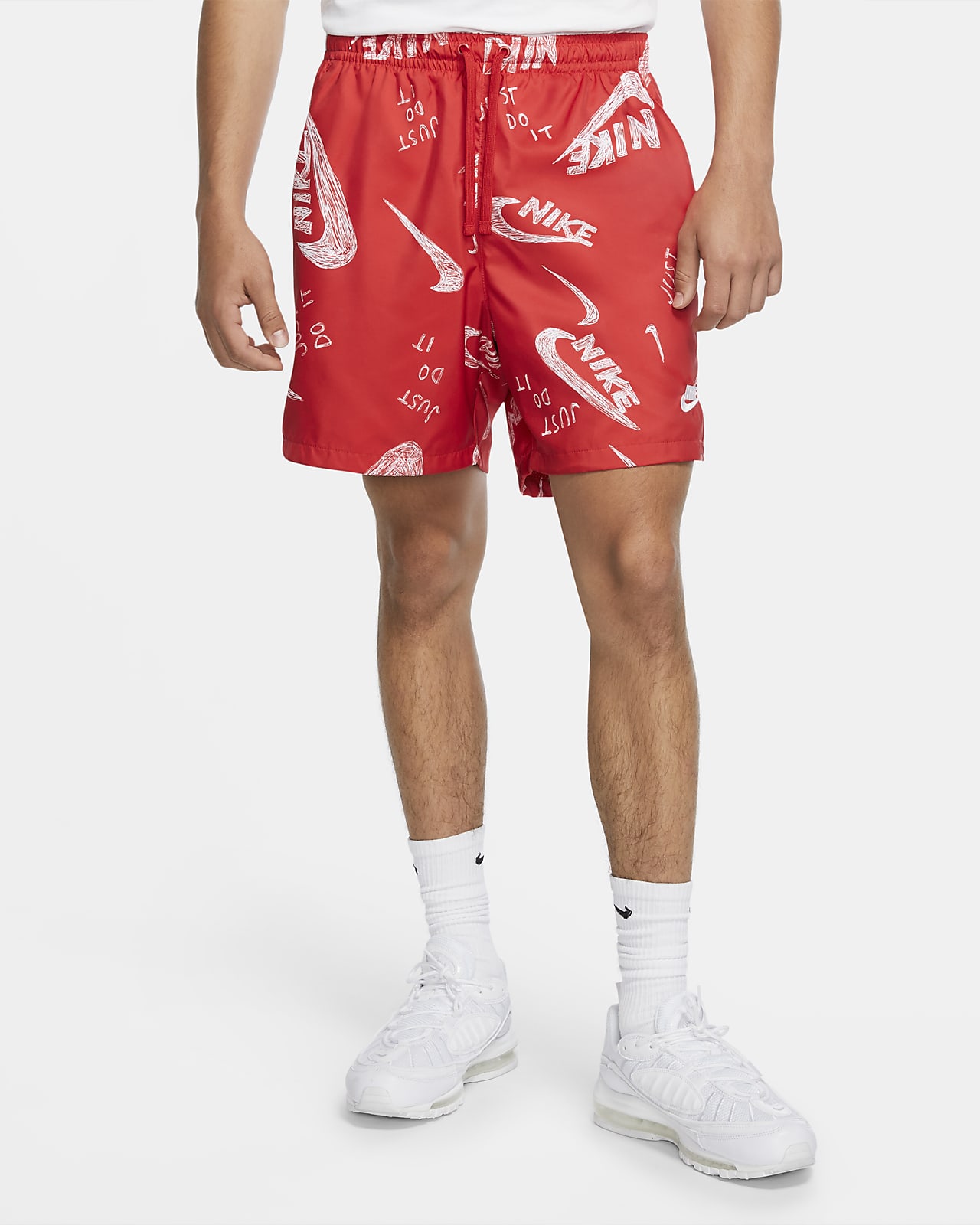 nike red and white shorts