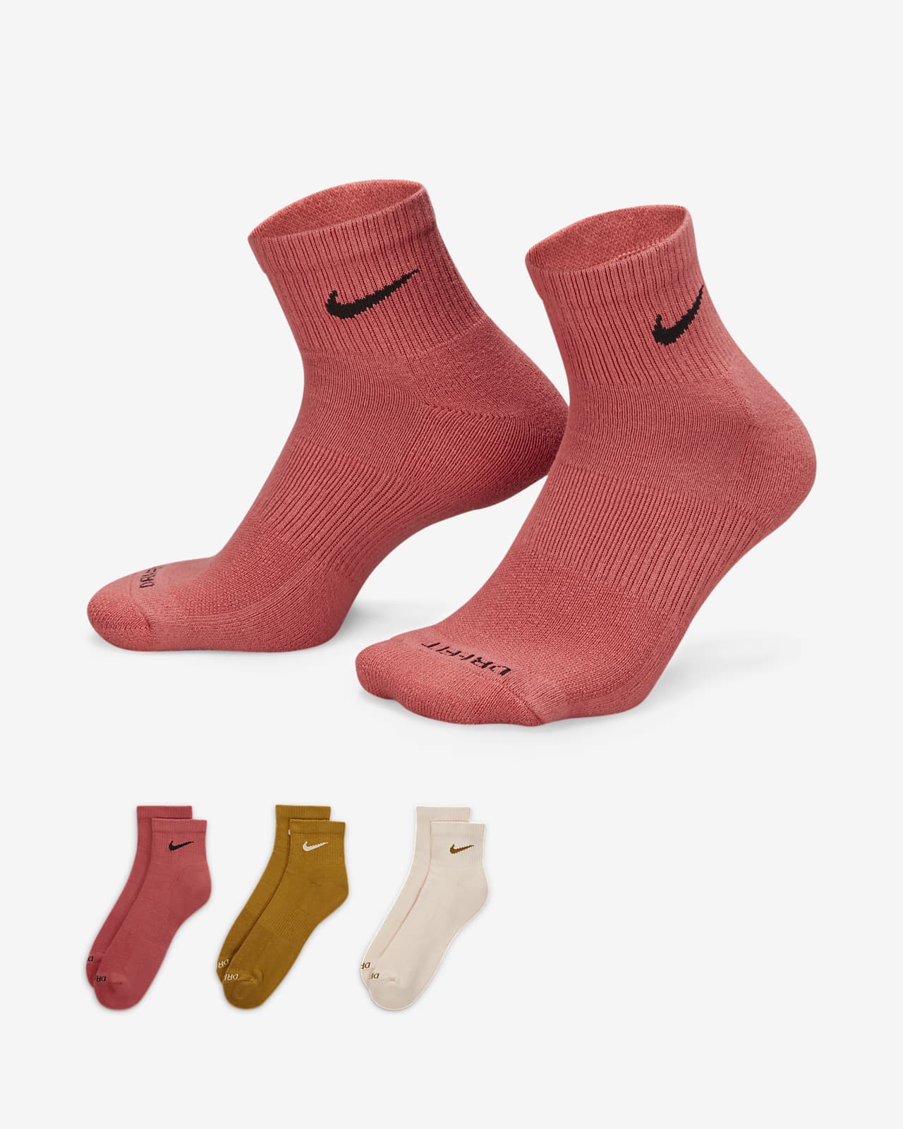 Calcetines de entrenamiento hasta el tobillo Nike Everyday Cushioned (3 pares). Nike.com