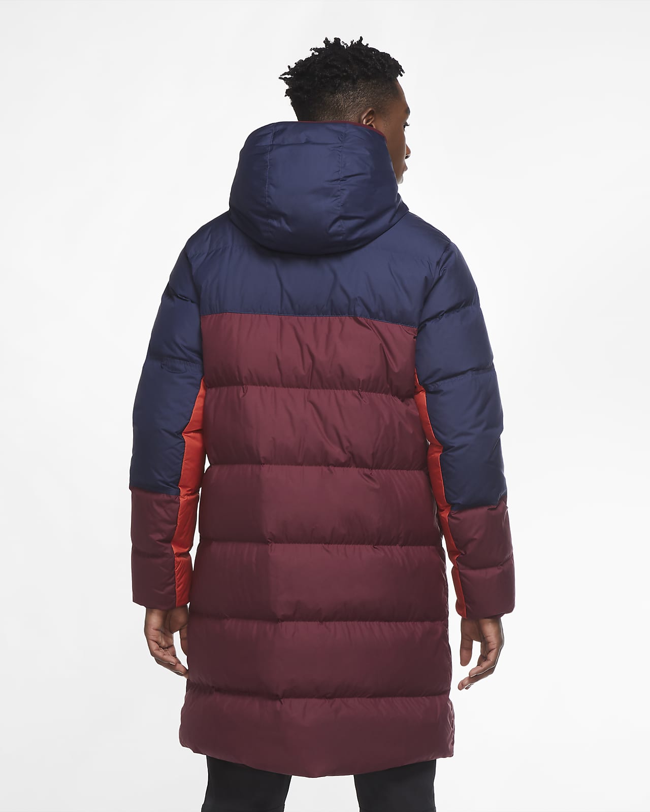 nike down filled hooded jacket in red