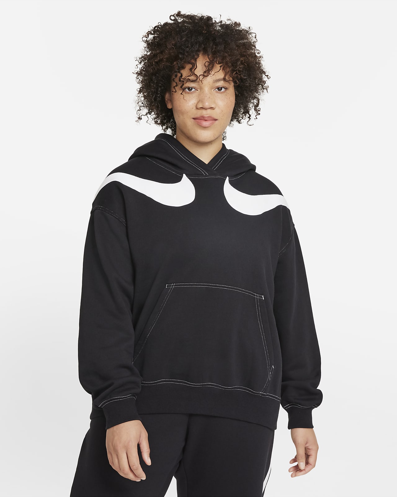 Nike Sportswear Swoosh Sudadera con capucha oversize de tejido Fleece grande) - Mujer. Nike ES