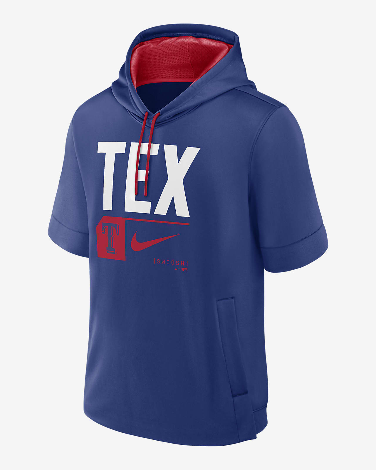 Sudadera con gorro sin cierre de manga corta Nike de la MLB para hombre Texas Rangers Tri Code Lockup