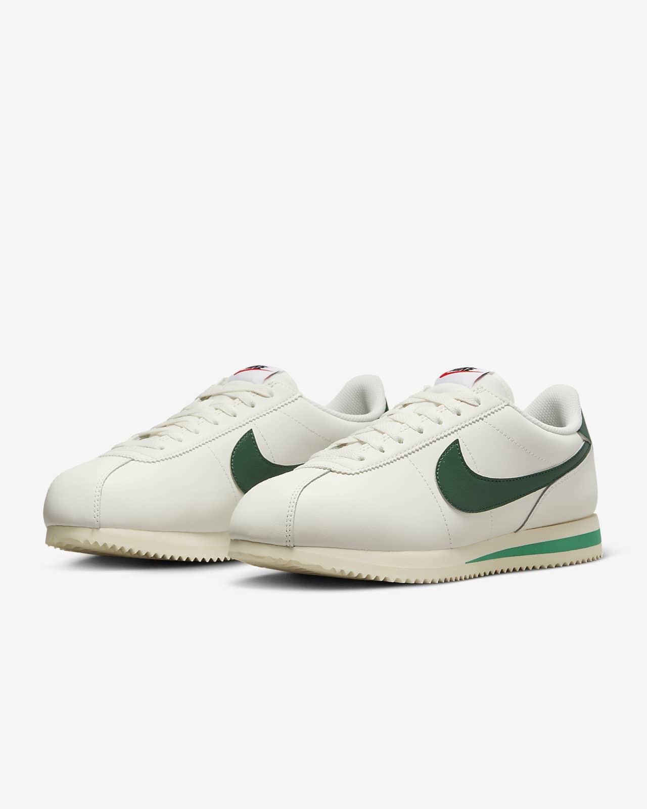 Nike Cortez sneakers in white and green
