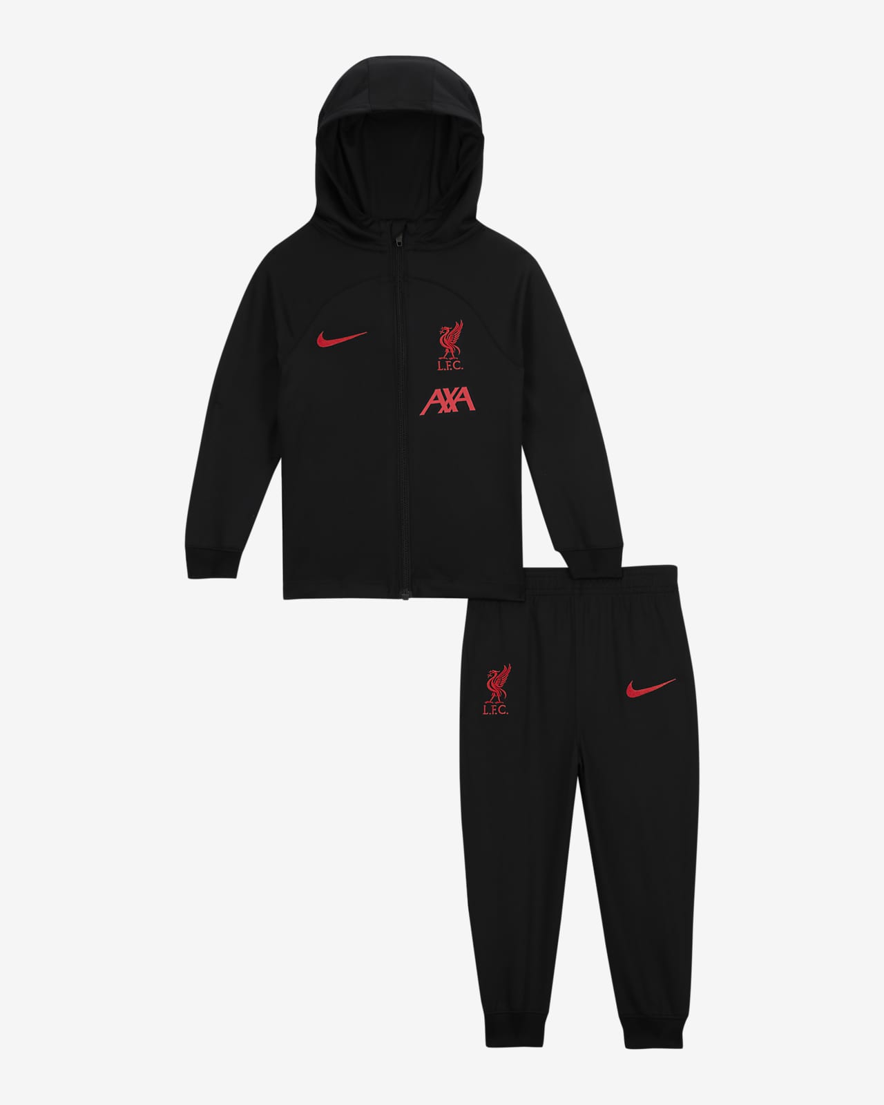 Liverpool FC Strike (bortedrakt) Nike Dri-FIT fotballtracksuit med hette til sped-/småbarn