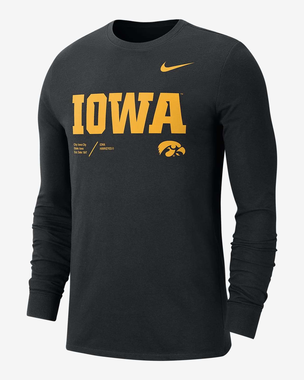Nike College Dri-FIT (Iowa) Men's Long-Sleeve T-Shirt. Nike.com