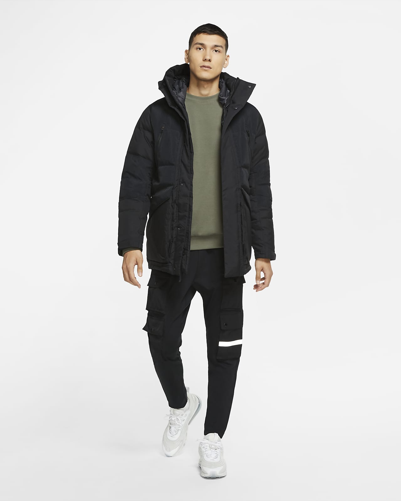 nike down parka jacket in black