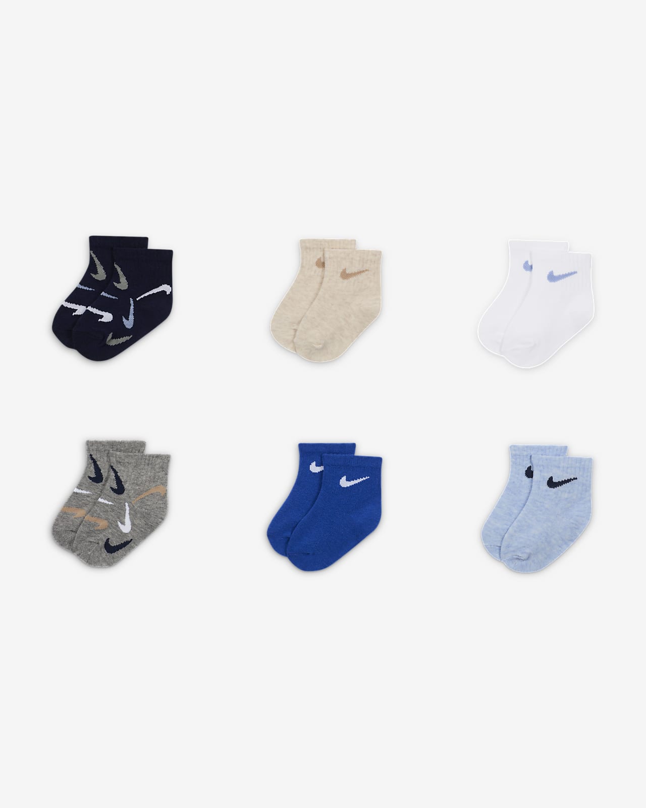 Calcetines al tobillo para bebé (12 a 24 meses) (6 pares) Nike Swooshfetti