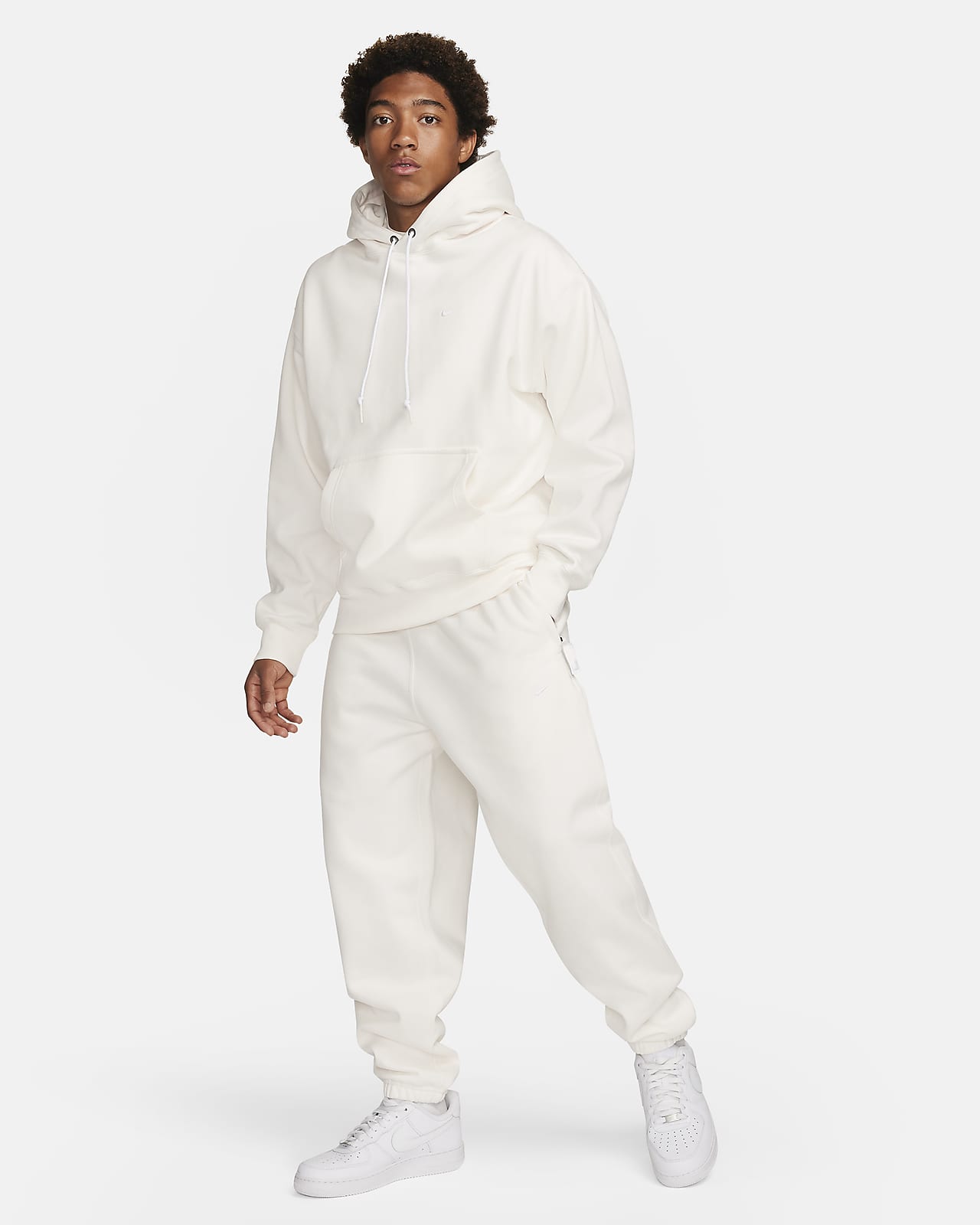 Nike Solo Swoosh Fleece Men's Pants, Black/White, Small 