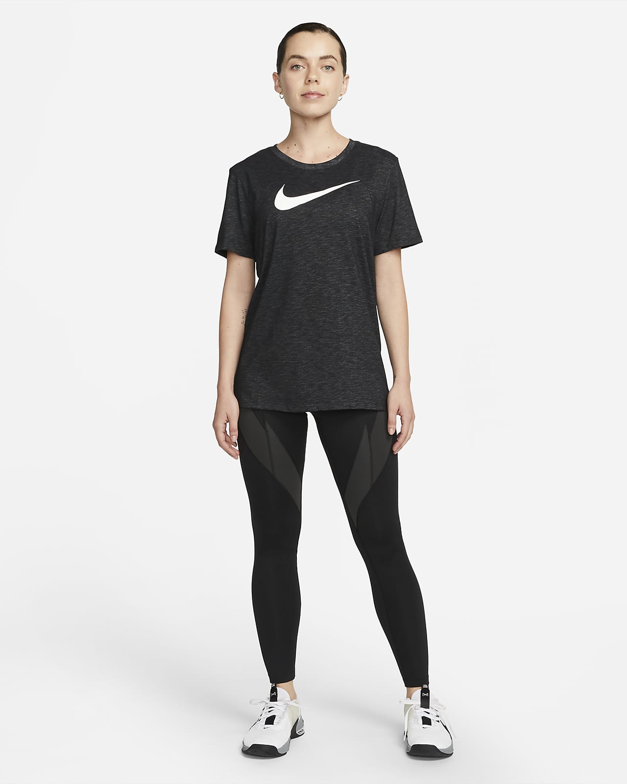 Nike Activewear Top Womens Medium Green Dri Fit Crew Neck Short