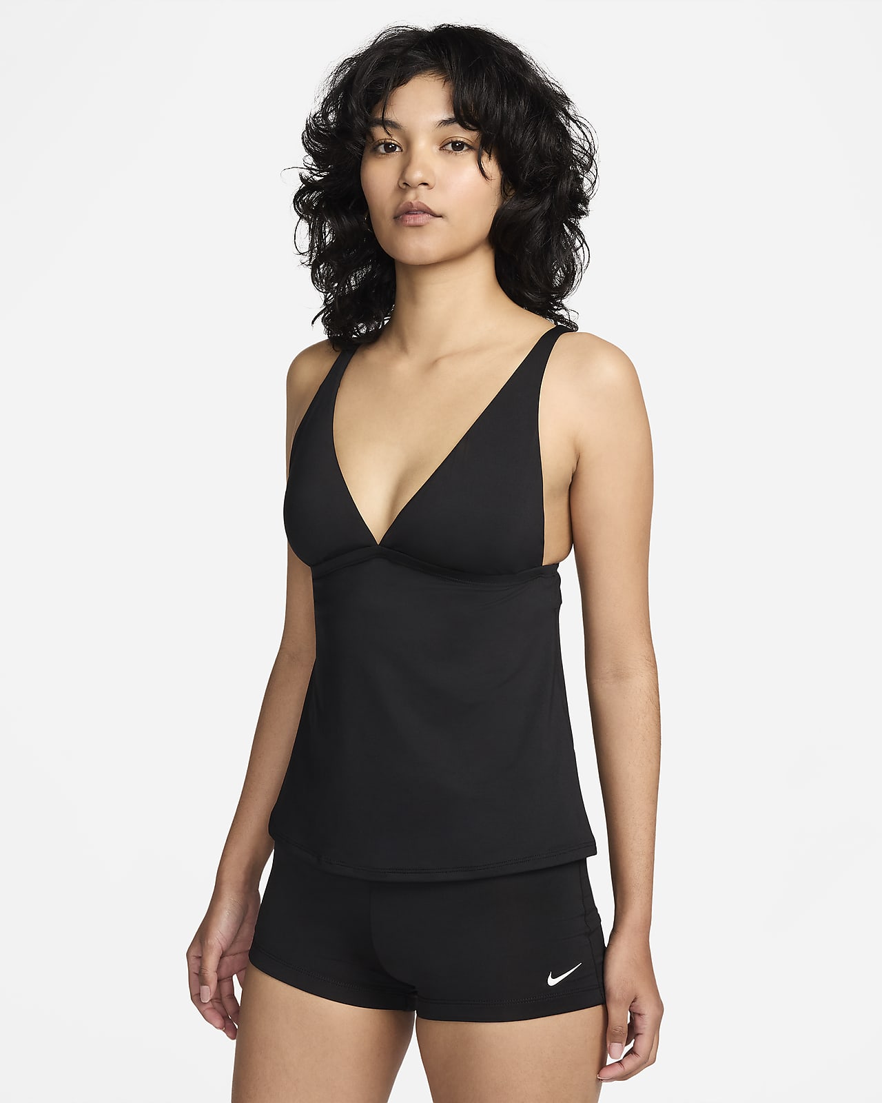 Top de tankini con cuello en V para mujer Nike Swim Essential