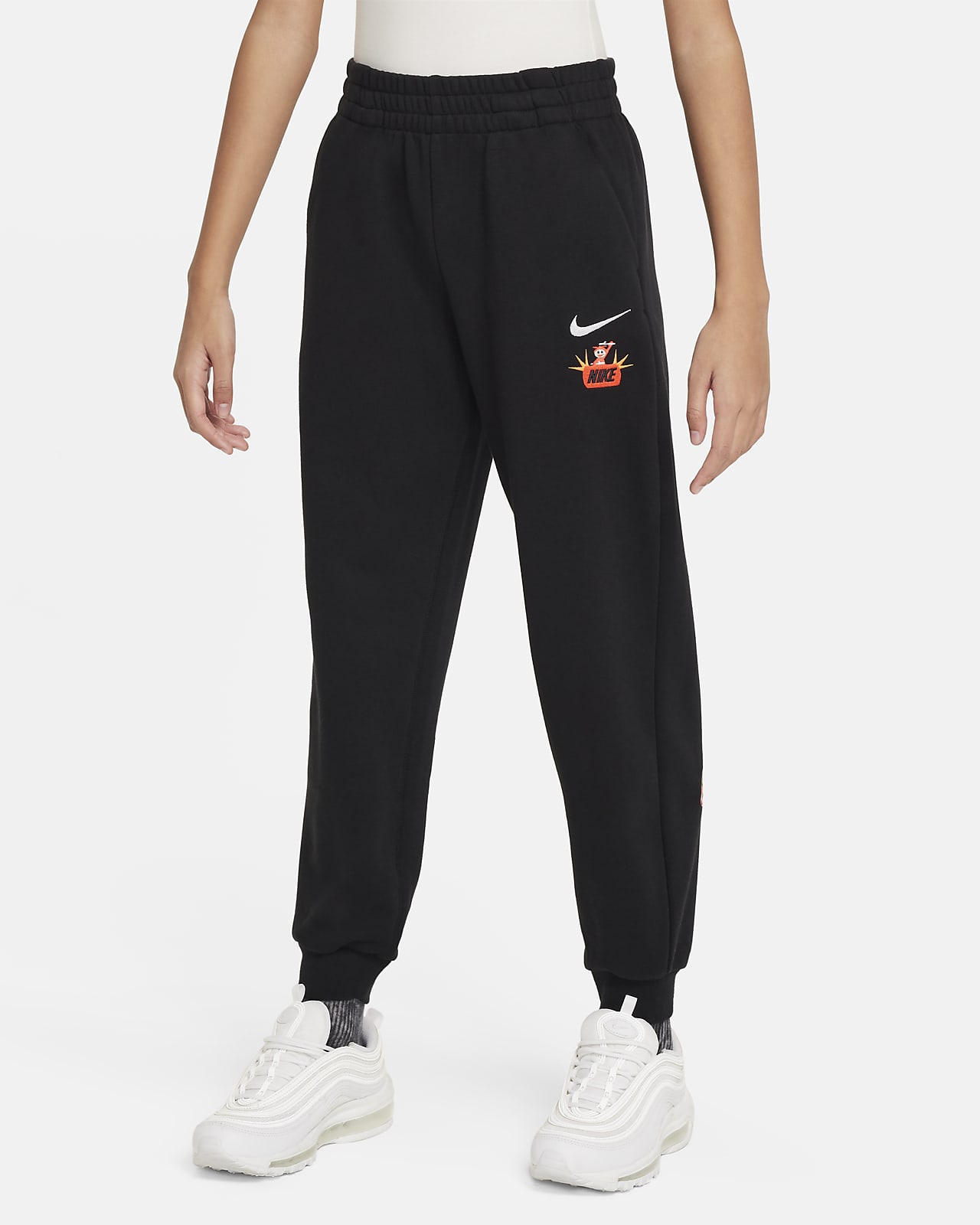 Nike Collection fleece loose fit cuffed joggers in white