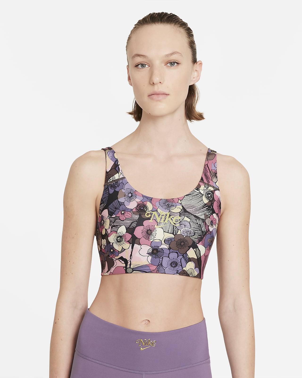 Nike Dri-FIT Swoosh Women's Medium-Support 1-Piece Pad Floral Sports Bra