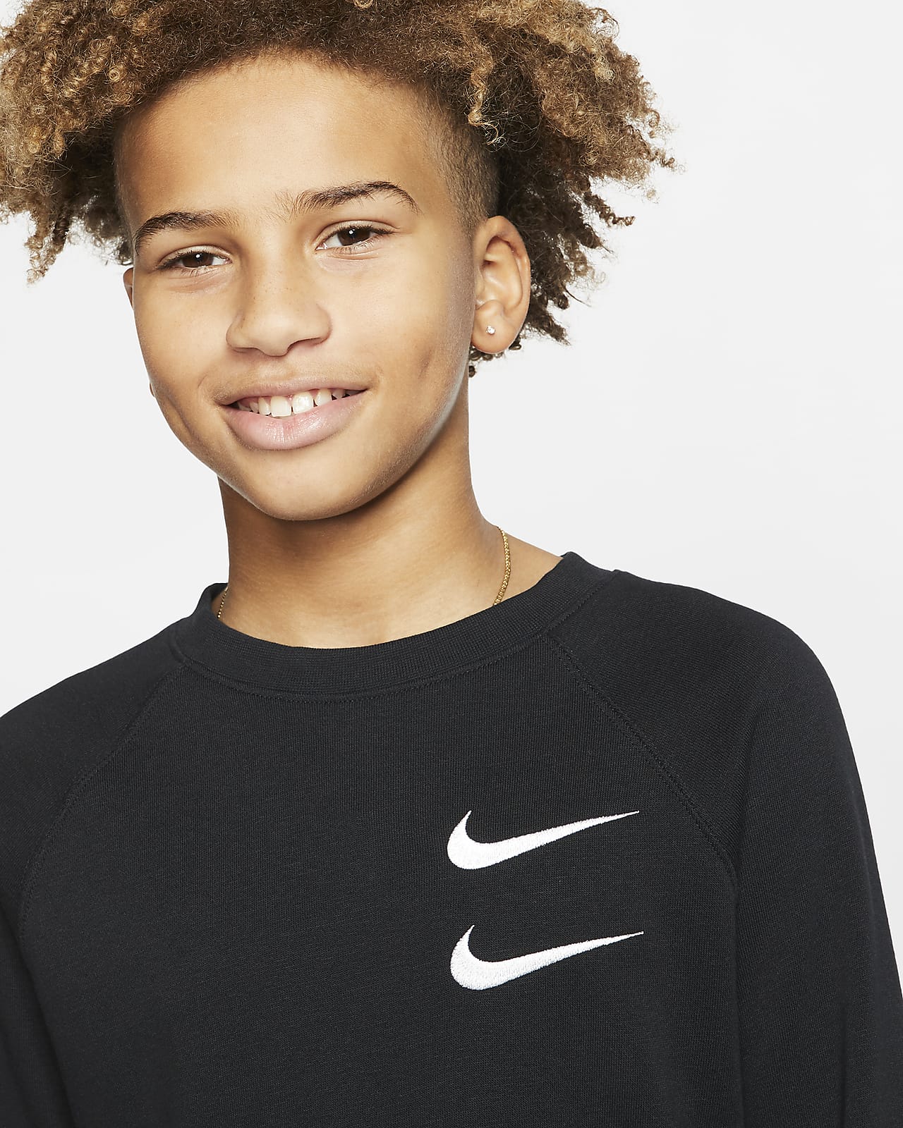 nike men's sportswear double swoosh french terry crewneck