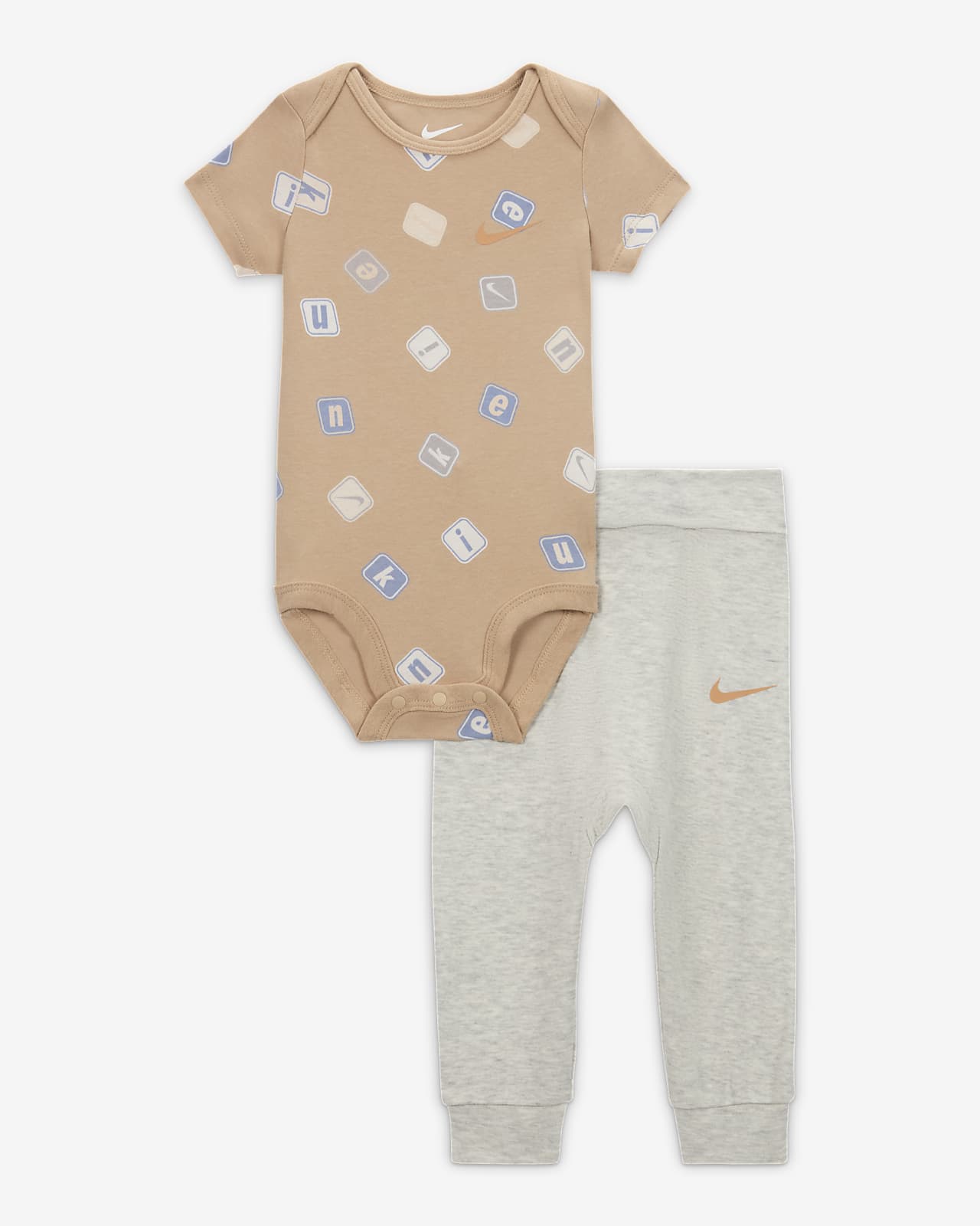Nike Baby Girls Newborn-9 Months Short Sleeve Solid Logo/Floral Bodysuit &  Floral-Printed Leggings Set