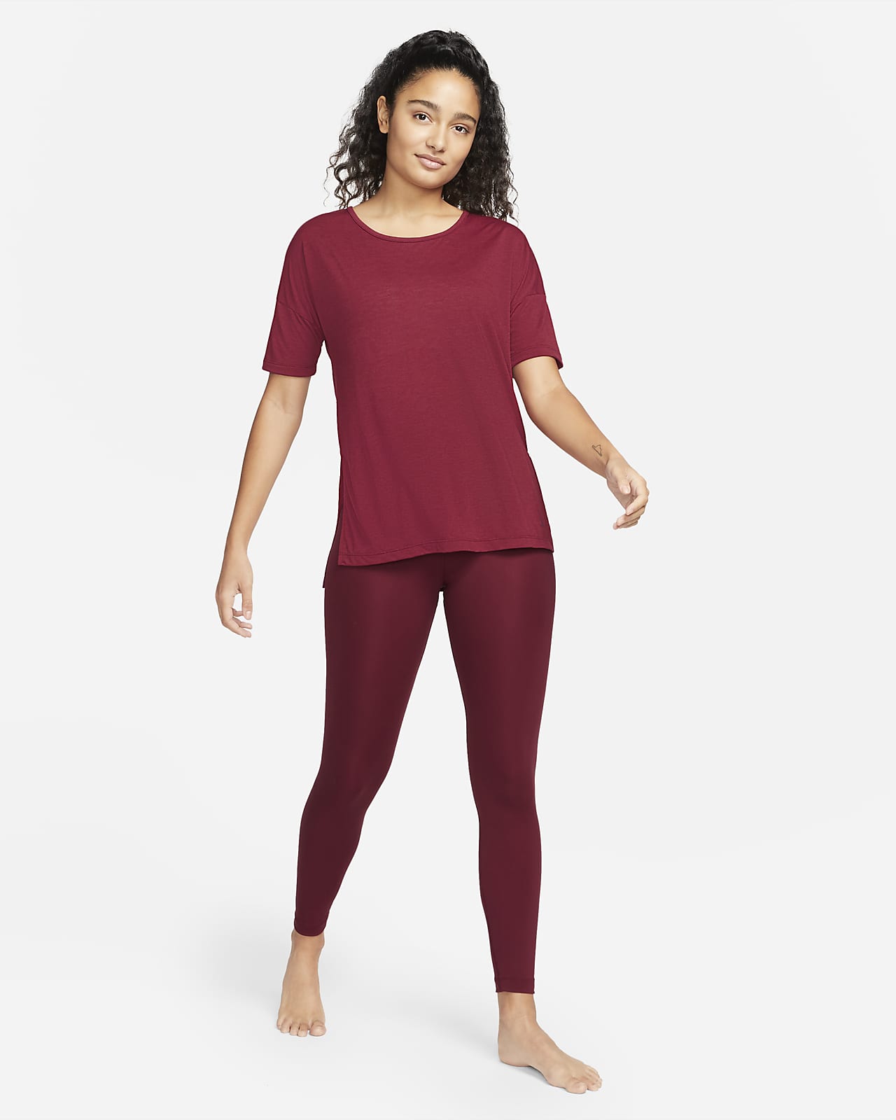 nike yoga short sleeve top