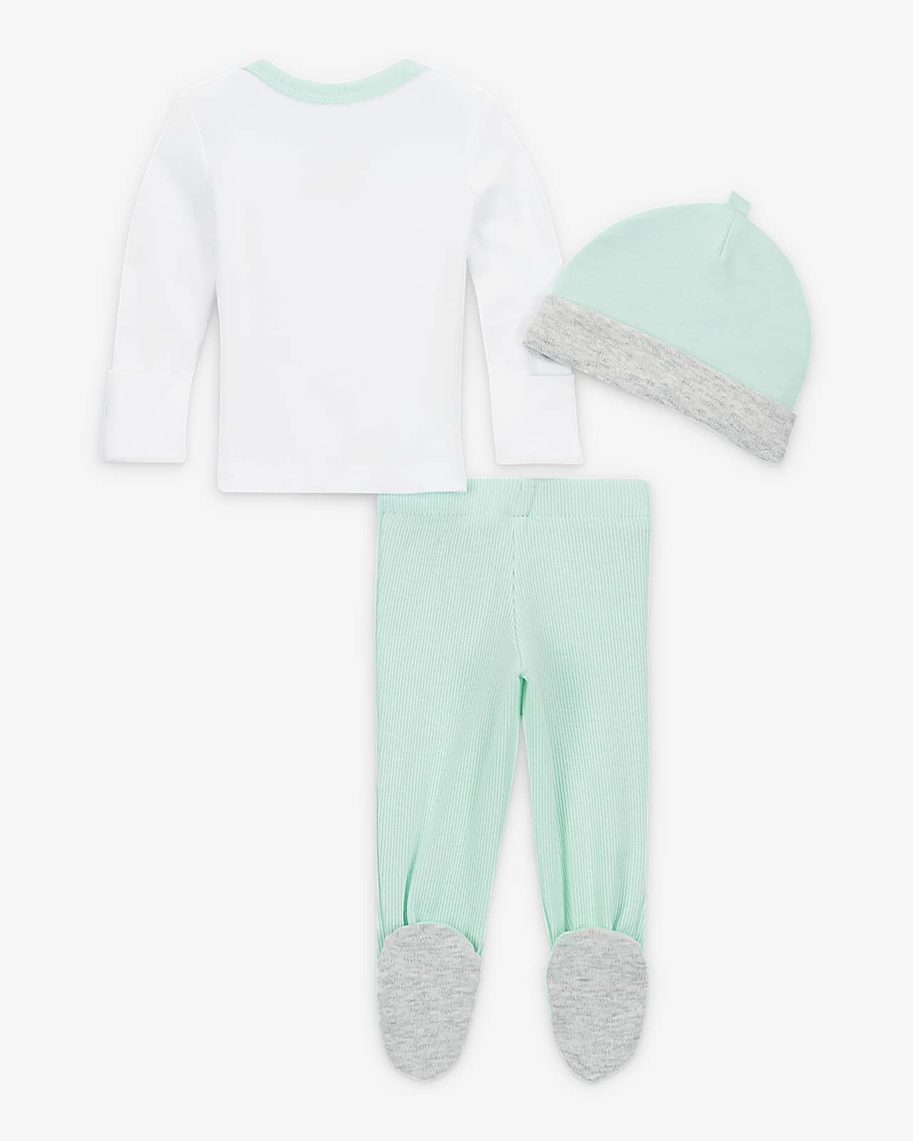 Conjunto de pants con pies, sudadera de cuello redondo y gorro para bebé  Nike (P-3M). Nike.com