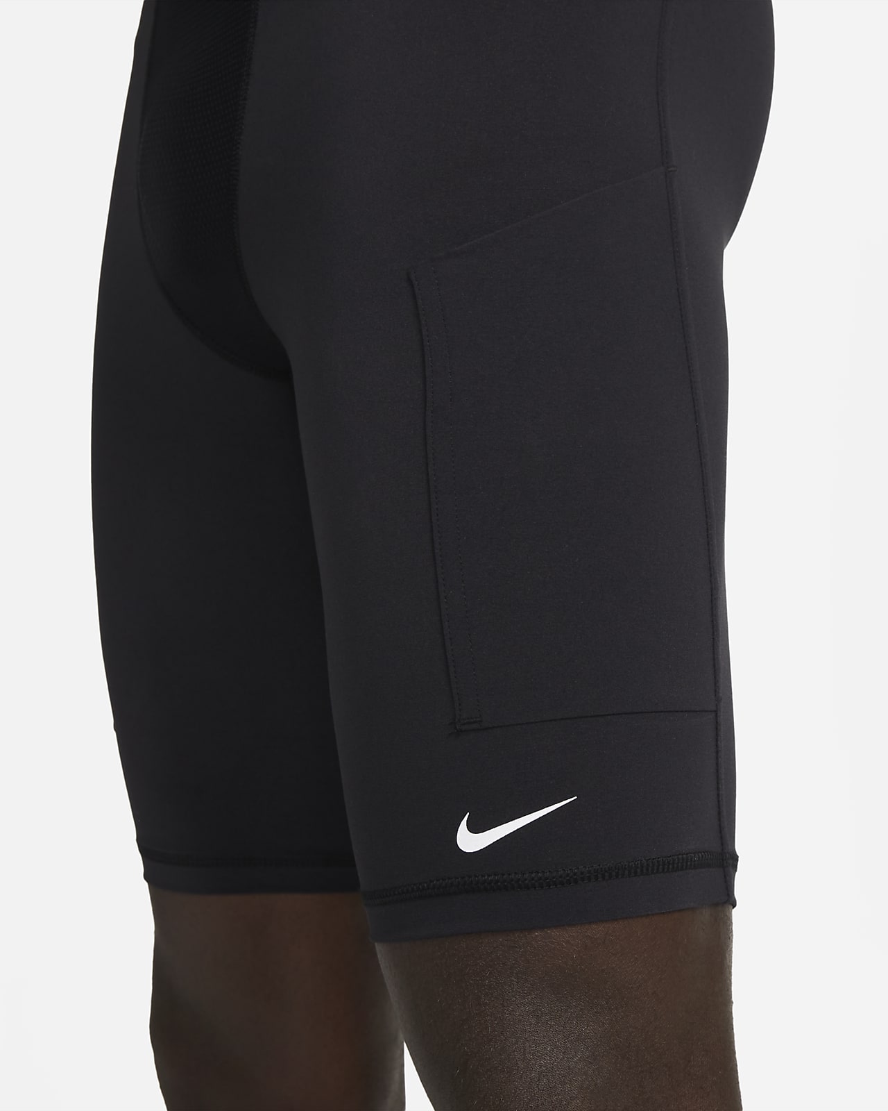 Nike Pro Long Shorts Black/White Dri Fit Workout Gym Men's Compression Base  NEW