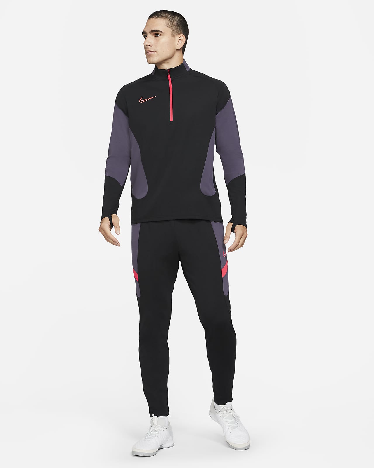 nike dri fit tracksuit black and red