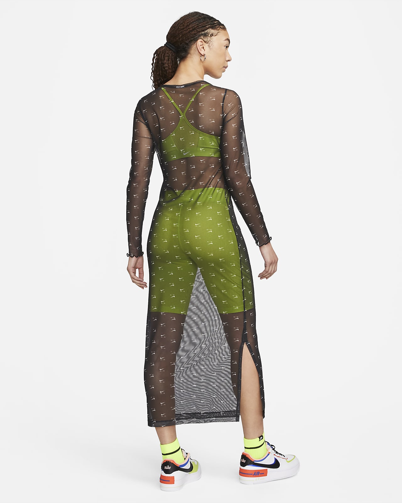 Resaltar Bungalow Cincuenta Nike Air Vestido de manga larga con malla y estampado - Mujer. Nike ES