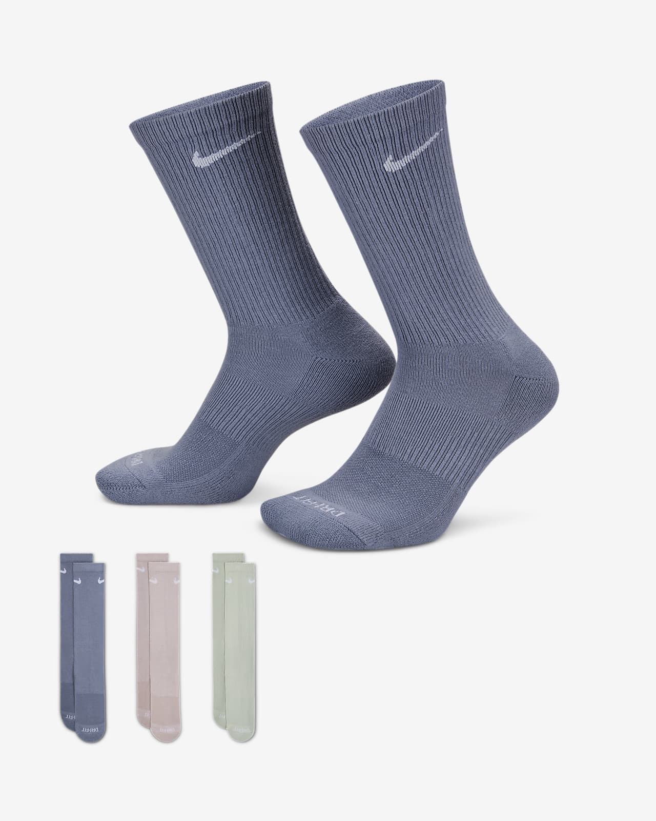 Κάλτσες προπόνησης μεσαίου ύψους Nike Everyday Plus Cushioned (τρία ζευγάρια)