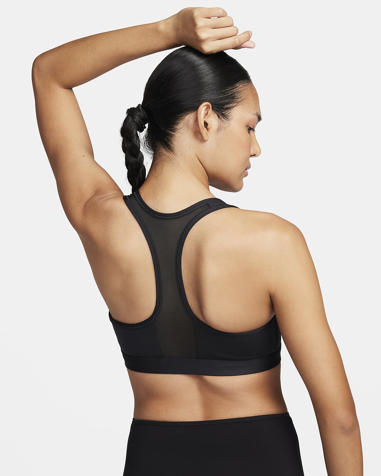 Nike Performance NIKE SWOOSH WOMEN'S MEDIUM-SUPPORT PADDED ZIP-FRONT SPORTS  BRA - Medium support sports bra - particle grey heather black/grey 