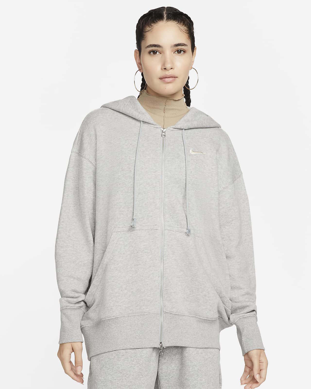 Γυναικεία μπλούζα με κουκούλα και φερμουάρ σε όλο το μήκος σε φαρδιά γραμμή Nike Sportswear Phoenix Fleece