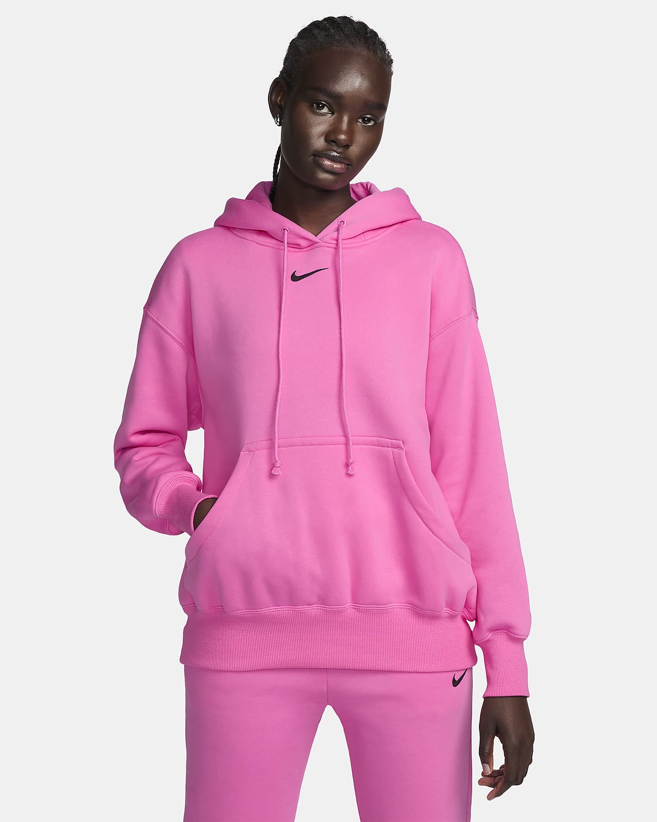 Buy Nike Pink Oversized Curve Sportswear Phoenix Fleece Pullover Hoodie  from Next Luxembourg