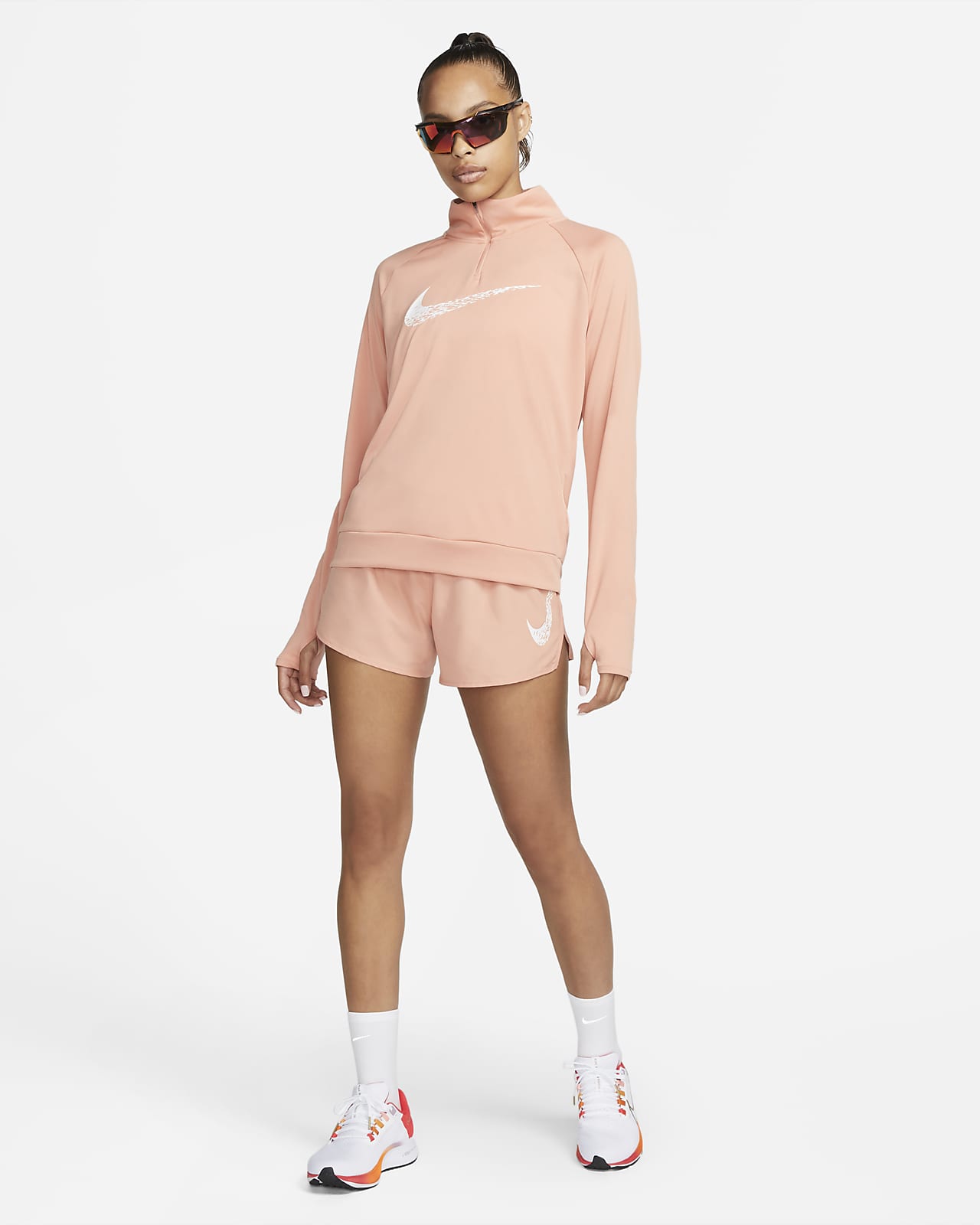 Nike Dri FIT Swoosh Run Hardloopshorts met halfhoge taille en binnenbroek voor dames