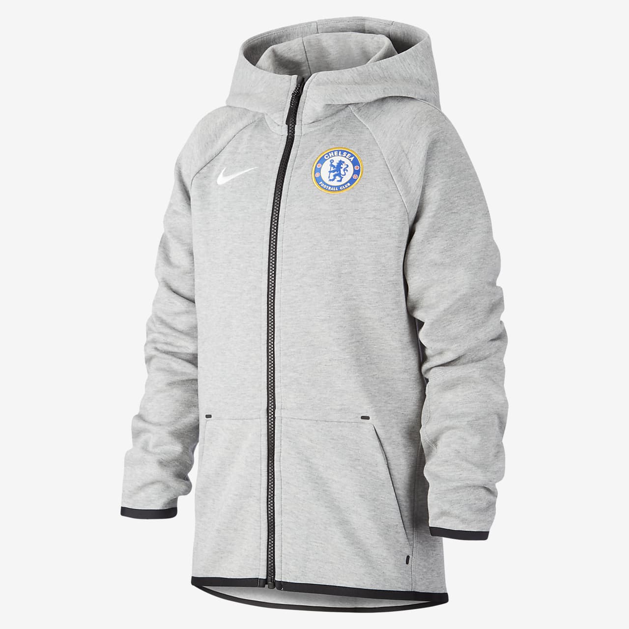 Chelsea FC Tech Fleece fotballhettejakke til store barn Chelsea FC Tech Fleece fotballhettejakke til store barn