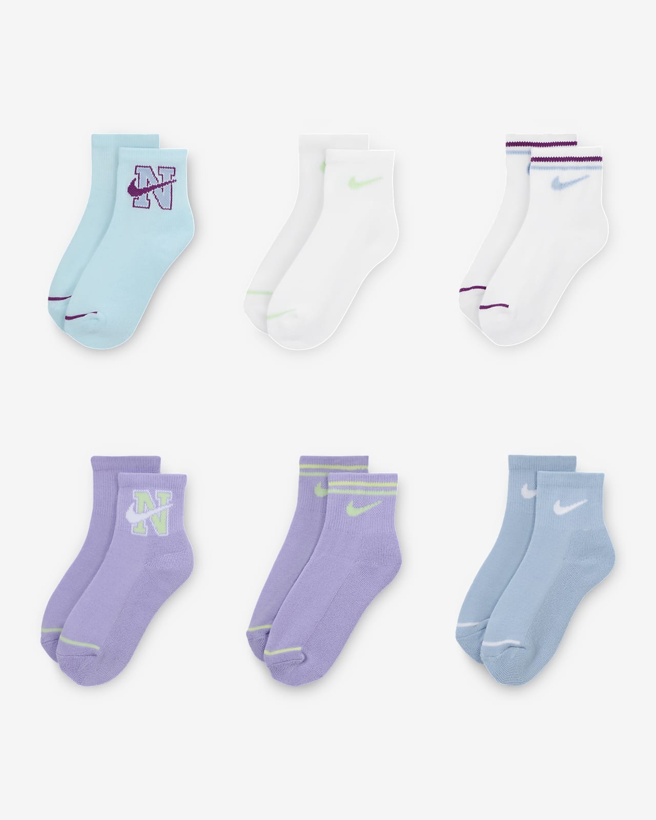 Nike Prep in Your Step negyed hosszúságú zokni kisgyerekeknek (6 pár)
