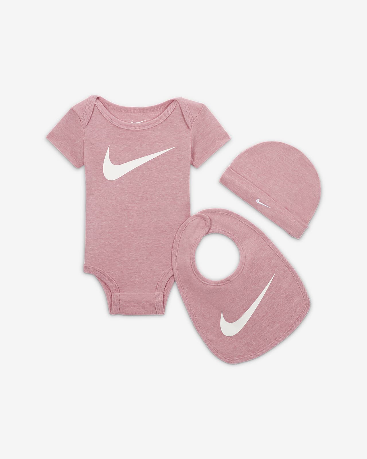 Color de malva Ellos quemado Nike Baby (3-6M) Swoosh Beanie, Bib and Bodysuit Box Set. Nike.com