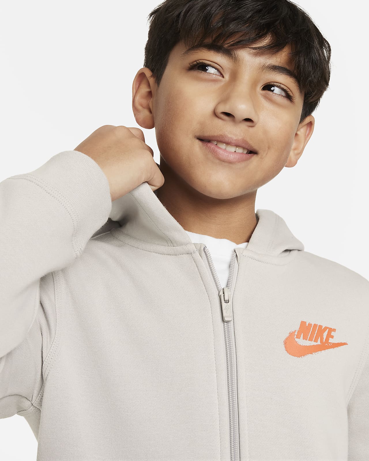 Nike Sportswear Hoodie für durchgehendem Reißverschluss (Jungen). CH ältere Grafikdetail Kinder mit und Nike