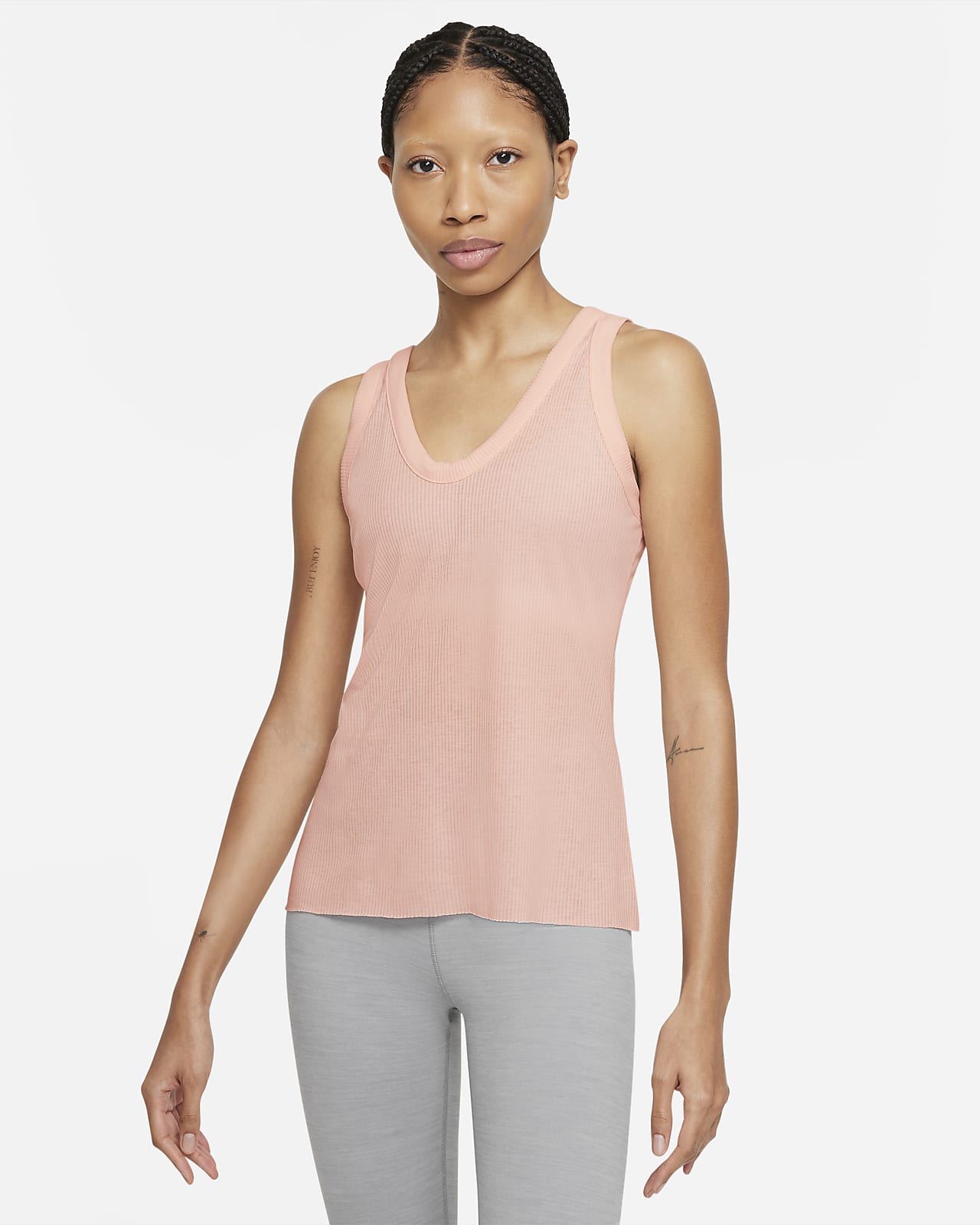 Nike Yoga Luxe Women's Cropped Jacquard Tank DJ2025-010 Plus Size 2X Gray