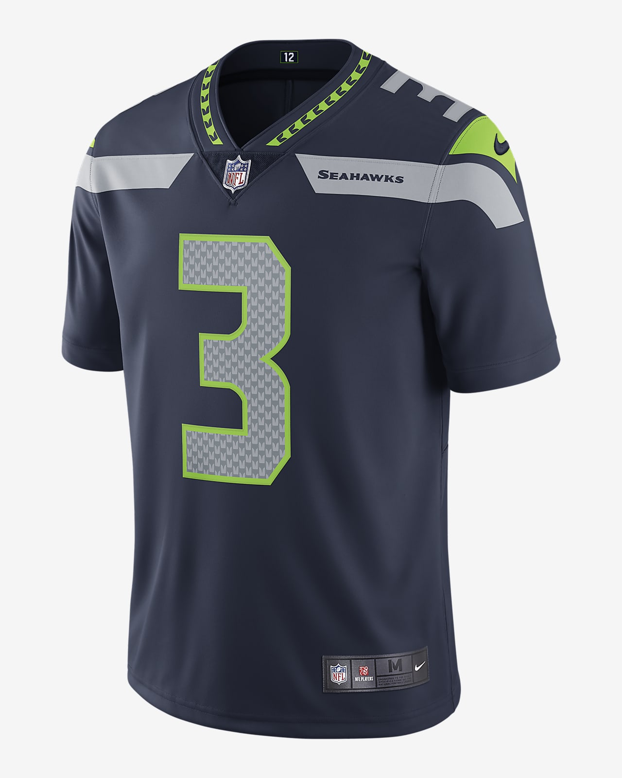 Camisola de futebol americano de edição limitada NFL Seattle Seahawks Vapor Untouchable (Russell Wilson) para homem