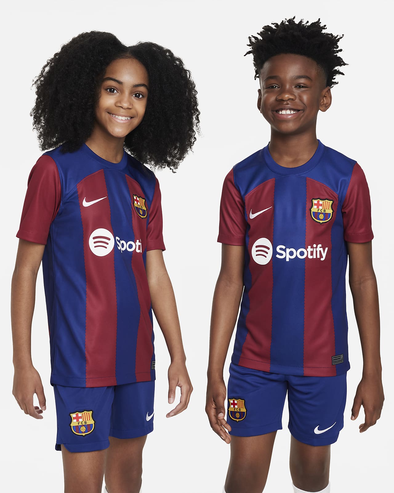 Camisola de futebol Nike Dri-FIT do equipamento principal Stadium FC Barcelona 2023/24 Júnior