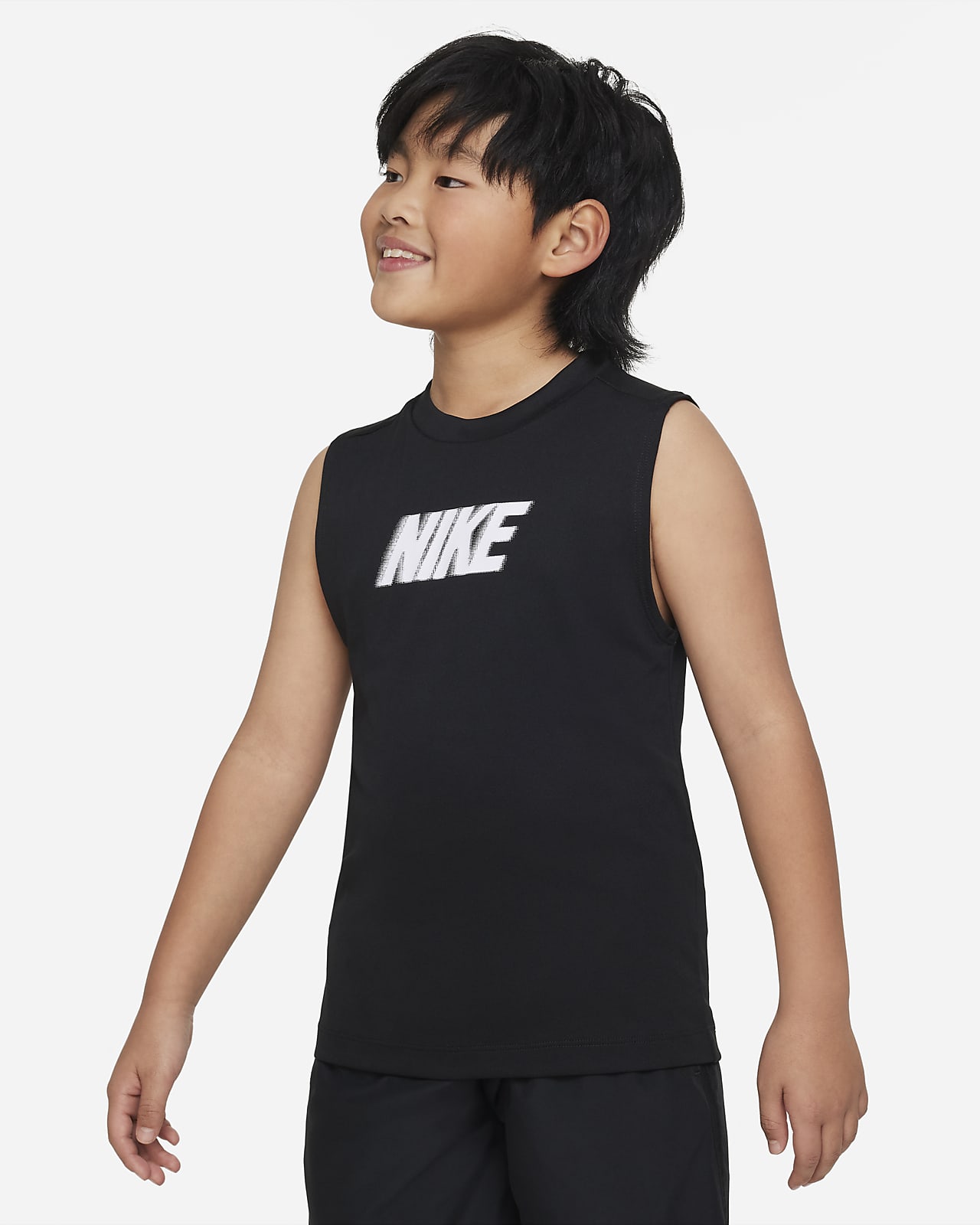 Nike Dri-FIT Multi+-træningsoverdel uden ærmer til større børn (drenge)