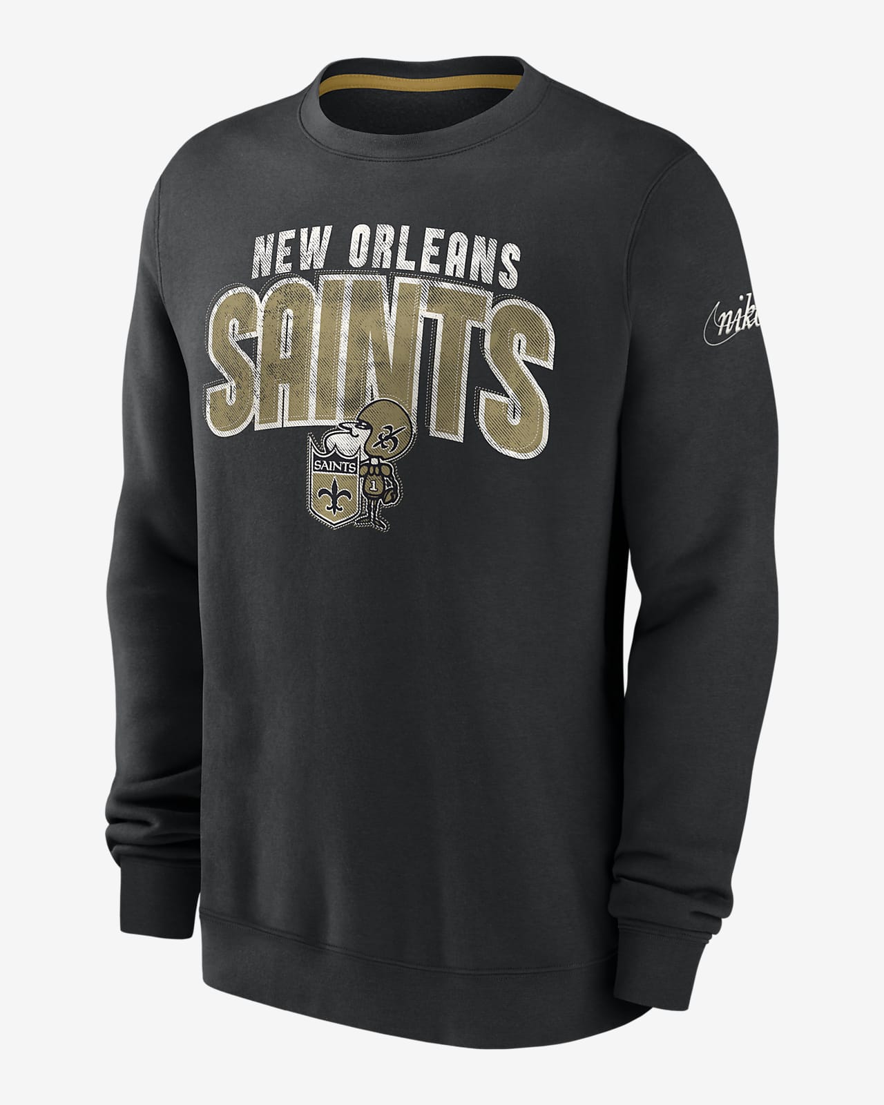 Men's Nike Black New Orleans Saints Rewind Club Pullover Sweatshirt Size: Medium