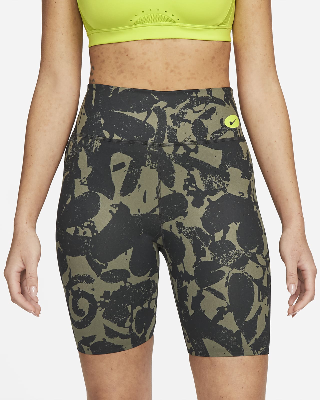 Nike One Luxe Icon Clash Women's Mid-Rise Training Bike Shorts - Black - 50% Sustainable Materials