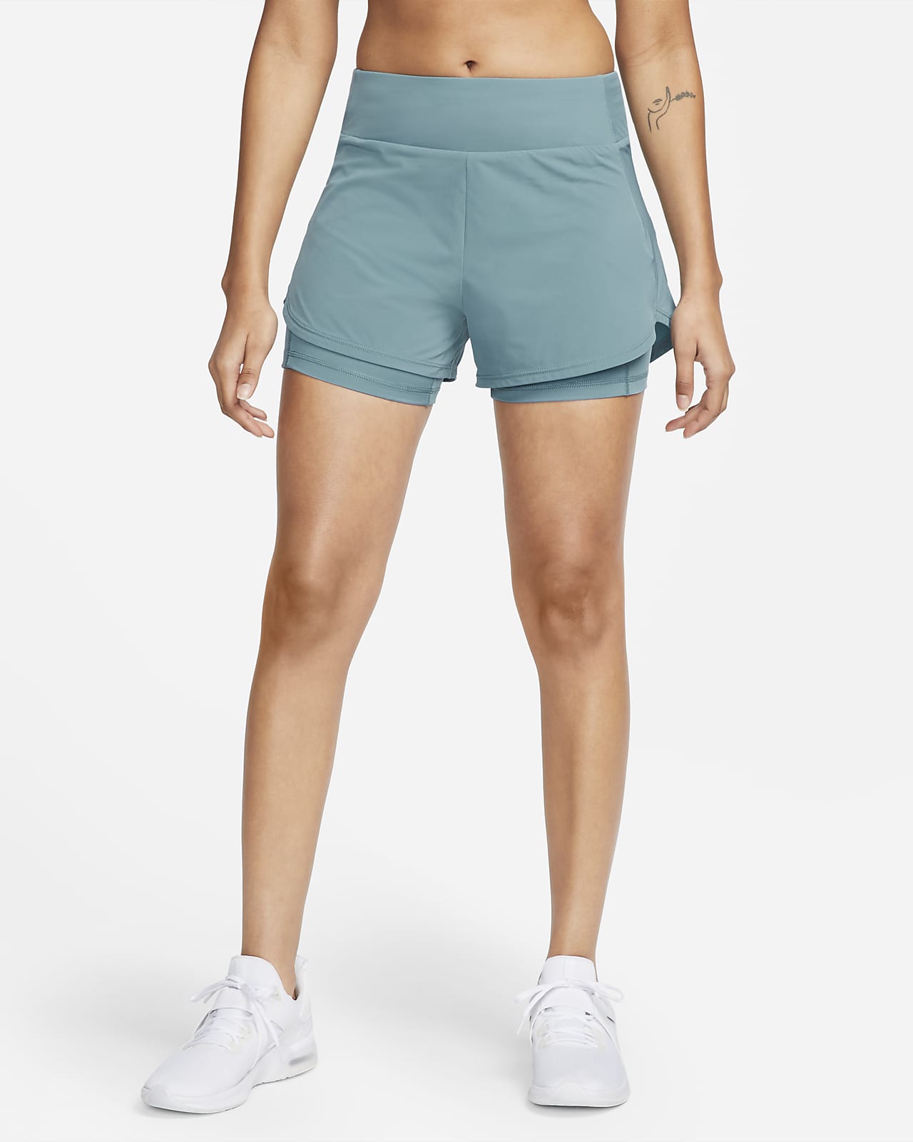 Nike Dri-FIT Bliss Pantalón corto de talle medio 8 cm 2 en 1 - Nike