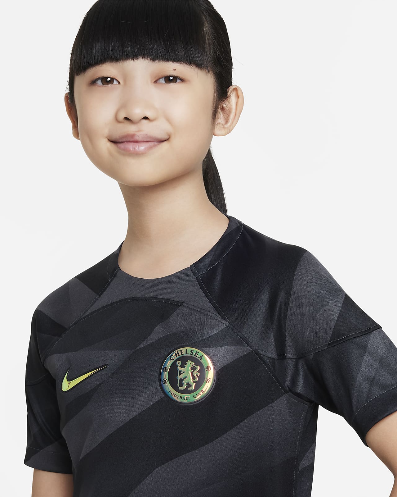 Chelsea F.C. 2023/24 Stadium Third Older Kids' Nike Dri-FIT Football Shirt.  Nike IE
