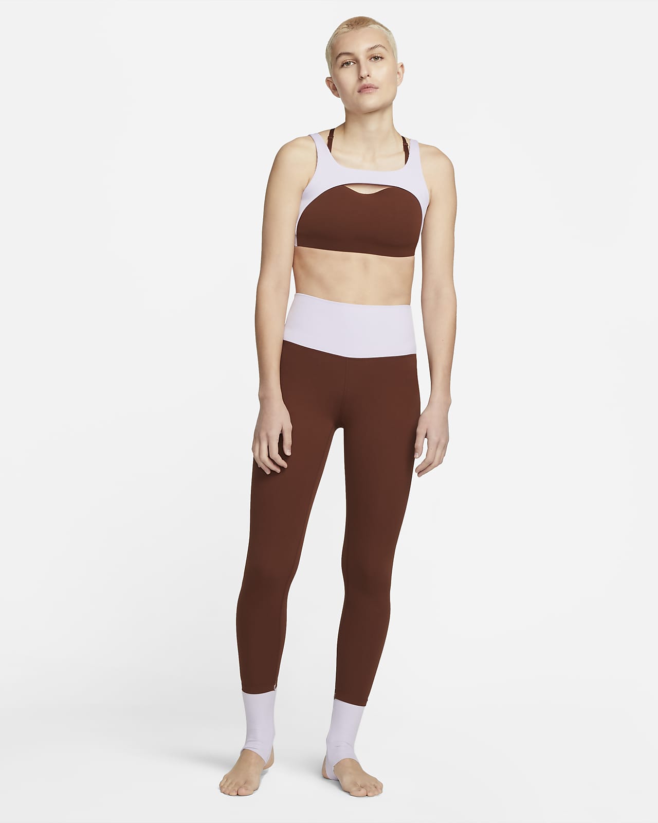 Nike Yoga Adv Indy Seamless light support sports bra in off white and mint